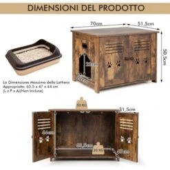 COSTWAY Mobile Per Lettiera Gatti, Con Doppie Porte A Feritoia, Ingresso Laterale, Cuccia E Toilette, Mobiletto Multiuso Per Ingresso E Soggiorno, Portata 50 Kg, 70 X 52 X 51 Cm 11 COSTWAY Mobile Per Lettiera Gatti, Con Doppie Porte A Feritoia, Ingresso Laterale, Cuccia E Toilette, Mobiletto Multiuso Per Ingresso E Soggiorno, Portata 50 Kg, 70 X 52 X 51 Cm -Cibi per gatti Italia 95361355 5