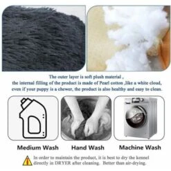 Lavabile Extra Large Rotondo Morbido Cuccia Per Cani E Gatti Con Cuscino，Cesto Deluxe Per Animali Domestici-100x100cm-Grigio -Cibi per gatti Italia 95548476 4