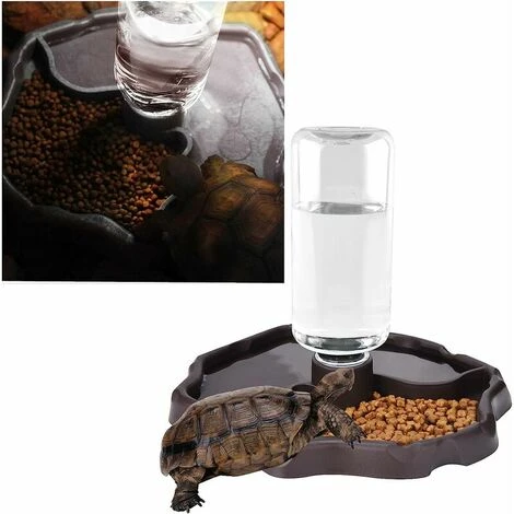 Dispenser D'acqua Per Rettili, Abbeveratoio Per Tartarughe, Mangiatoia Per Tartarughe Dispenser Per Alimenti 2 In 1 Accessorio Per Ciotola In Plastica Antigoccia - Marrone 6 Dispenser D'acqua Per Rettili, Abbeveratoio Per Tartarughe, Mangiatoia Per Tartarughe Dispenser Per Alimenti 2 In 1 Accessorio Per Ciotola In Plastica Antigoccia - Marrone - immagine 4