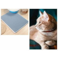 Tappetino Per Lettiera Per Gatti Vassoio Per Lettiera Per Gatti, EVA Atossico Impermeabile, Design A Nido D'ape A Doppio Strato 30x45 Cm, Blu -Cibi per gatti Italia 95785744 3