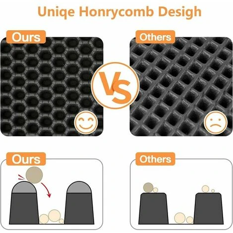 Tappetino Per Lettiera Per Gatti, Lettiera Per Gatti, EVA Atossico Impermeabile, Design A Nido D'ape A Doppio Strato 30x45 Cm, Nero 5 Tappetino Per Lettiera Per Gatti, Lettiera Per Gatti, EVA Atossico Impermeabile, Design A Nido D'ape A Doppio Strato 30x45 Cm, Nero - immagine 3
