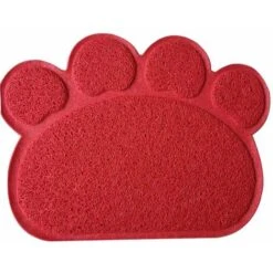 Tappetino Per Lettiera Per Gatti Zampa Ciotola Per Alimentazione Tovaglietta Per Gatti Tappetino Per Lettiera Antiscivolo Tappetino Per Lettiera Impermeabile Accessori Per Gatti 30x40cm（Rosso）