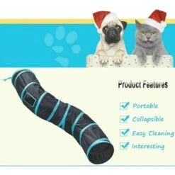 Tunnel Labirinto Interattivo, Pieghevole E Leggero In Tessuto Stropicciato Con Pom Pom E Campanelli Per Gatti, Coniglietti, Gattini, Cuccioli, Furetti O Porcellini D'India -Cibi per gatti Italia 96220632 3