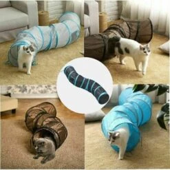 Tunnel Labirinto Interattivo, Pieghevole E Leggero In Tessuto Stropicciato Con Pom Pom E Campanelli Per Gatti, Coniglietti, Gattini, Cuccioli, Furetti O Porcellini D'India -Cibi per gatti Italia 96220632 5