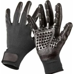 LITZEE Accessori Per Toelettatura Gatti Guanti Per Toelettatura Animali Guanti Morbidi Per Animali, Perfetti Per Massaggiare E Recuperare I Peli Di Cani, Gatti, Cavalli (nero)