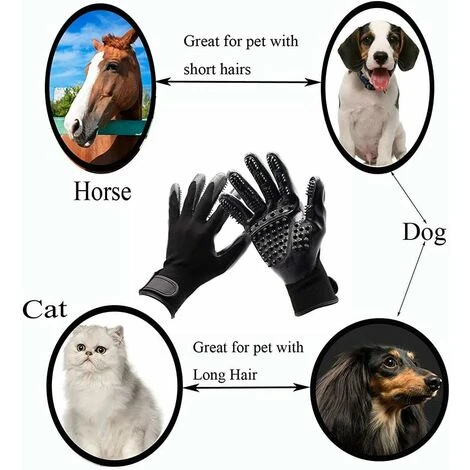 LITZEE Accessori Per Toelettatura Gatti Guanti Per Toelettatura Animali Guanti Morbidi Per Animali, Perfetti Per Massaggiare E Recuperare I Peli Di Cani, Gatti, Cavalli (nero) 5 LITZEE Accessori Per Toelettatura Gatti Guanti Per Toelettatura Animali Guanti Morbidi Per Animali, Perfetti Per Massaggiare E Recuperare I Peli Di Cani, Gatti, Cavalli (nero) - immagine 3