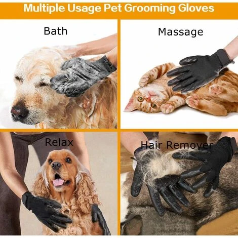LITZEE Accessori Per Toelettatura Gatti Guanti Per Toelettatura Animali Guanti Morbidi Per Animali, Perfetti Per Massaggiare E Recuperare I Peli Di Cani, Gatti, Cavalli (nero) 6 LITZEE Accessori Per Toelettatura Gatti Guanti Per Toelettatura Animali Guanti Morbidi Per Animali, Perfetti Per Massaggiare E Recuperare I Peli Di Cani, Gatti, Cavalli (nero) - immagine 4