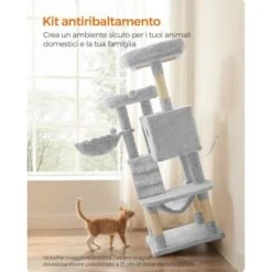 FEANDREA Albero Per Gatti, Tiragraffi, Morbido, Blu Grigiastro Da SONGMICS -Cibi per gatti Italia 96922867 4