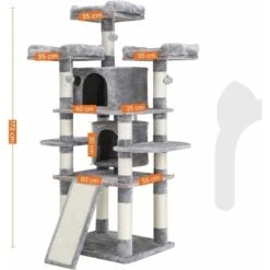 FEANDREA Tiragraffi Per Gatti, Albero Tiragraffi, 172 Cm, Grigio Chiaro Da SONGMICS -Cibi per gatti Italia 96922871 5