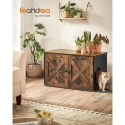 FEANDREA Mobile Lettiera Per Gatti, Albero Per Gatti, Marrone Vintage E Nero Da SONGMICS