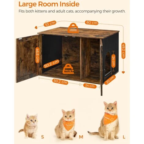 FEANDREA Mobile Lettiera Per Gatti, Albero Per Gatti, Marrone Vintage E Nero Da SONGMICS 7 FEANDREA Mobile Lettiera Per Gatti, Albero Per Gatti, Marrone Vintage E Nero Da SONGMICS - immagine 5