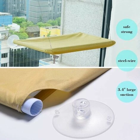 Amaca Per Gatti Montata Su Finestra Per Posatoio Per Gatti, Ventosa Sospesa Letto Per Animali Confortevole, Resistente, Resistente, Spazio Di Archiviazione (55 X 32 Cm) 6 Amaca Per Gatti Montata Su Finestra Per Posatoio Per Gatti, Ventosa Sospesa Letto Per Animali Confortevole, Resistente, Resistente, Spazio Di Archiviazione (55 X 32 Cm) - immagine 4