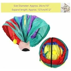 Tunnel Interattivo Per Gatti Per Interni - Giocattolo Per Animali Domestici - Tunnel Di Gioco Per Gatti, Gattini, Conigli, Cuccioli - Pieghevole (Stile Arcobaleno) -Cibi per gatti Italia 97075077 4