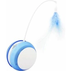 Giocattolo Elettrico Per Gatti Giocattolo Per Gatti Con Palla Anticaduta LED Piuma Canna Da Pesca Auto-rotolante Articoli Per Animali Domestici Per Gatti Divertenti Blu