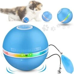 Palla Interattiva Per Gatti Con Luci A LED, Giocattolo Interattivo Automatico Per Gatti, Rotazione Automatica A 360 Gradi, Ricarica USB, Per Cani E Gattini, Blu