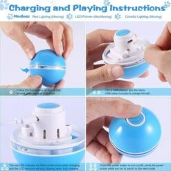 Palla Interattiva Per Gatti Con Luci A LED, Giocattolo Interattivo Automatico Per Gatti, Rotazione Automatica A 360 Gradi, Ricarica USB, Per Cani E Gattini, Blu -Cibi per gatti Italia 97874218 3