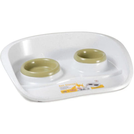 Record Set Dinner Composto Da Vassoio In Plastica Con 2 Ciotole Per Cani E Gatti 4 Record Set Dinner Composto Da Vassoio In Plastica Con 2 Ciotole Per Cani E Gatti - immagine 2