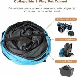 Tunnel Per Gatti Gioco Per Gatti, Tunnel Per Conigli Tunnel Per Animali Domestici Tunnel Pieghevole A 3 Vie Tubo Pieghevole Giocattolo Per Gatti Conigli Cani Animali Domestici, Con Canna Da Pesca Gioc -Cibi per gatti Italia 98112243 5