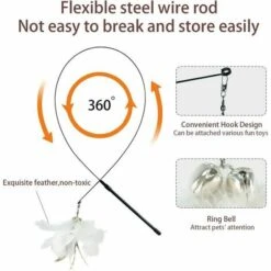 Giocattoli Di Piume Di Gatto Con Campana E Ventosa Canna Da Pesca Interattiva Per Gattini Da Interno -Cibi per gatti Italia 98125012 3