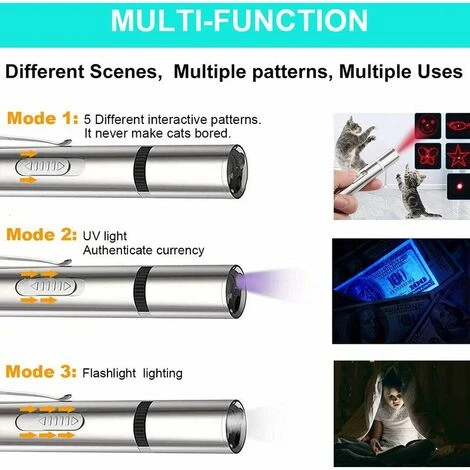Giocattolo Laser Per Gatti Puntatore Luminoso A Led Rosso Giocattoli Interattivi Per Cani Da Interno Cani A Lungo Raggio 3 Modalità Proiezione Laser Ricarica USB 5 Giocattolo Laser Per Gatti Puntatore Luminoso A Led Rosso Giocattoli Interattivi Per Cani Da Interno Cani A Lungo Raggio 3 Modalità Proiezione Laser Ricarica USB - immagine 3