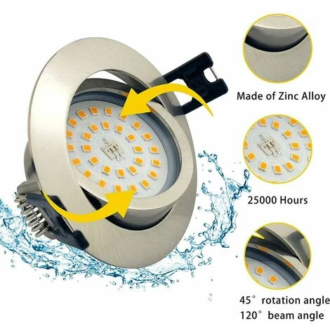 Faretto Da Incasso A LED Slimline Dimmerabile IP44, Faretto Da Incasso Per Bagno 6 5W AC 230V Bianco Caldo 3000K 400LM Lampada Illuminazione Per Bagno Soggiorno Cucina Corridoio Galleria Negozio 4 Faretto Da Incasso A LED Slimline Dimmerabile IP44, Faretto Da Incasso Per Bagno 6 5W AC 230V Bianco Caldo 3000K 400LM Lampada Illuminazione Per Bagno Soggiorno Cucina Corridoio Galleria Negozio - immagine 2