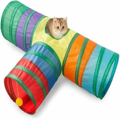 Tunnel Interattivo Per Gatti - Giocattolo Per Animali Domestici - Tunnel Di Gioco Per Gatti, Gattini, Conigli, Cuccioli - Pieghevole (Rainbow T Style)