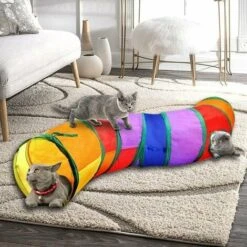 Tunnel Interattivo Per Gatti Da Interno - Giocattolo Per Animali Domestici - Tunnel Di Gioco Per Gatti, Gattini, Conigli, Cuccioli - Pieghevole (Stile Arcobaleno) -Cibi per gatti Italia 99783398 2