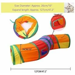 Tunnel Interattivo Per Gatti Da Interno - Giocattolo Per Animali Domestici - Tunnel Di Gioco Per Gatti, Gattini, Conigli, Cuccioli - Pieghevole (Stile Arcobaleno) -Cibi per gatti Italia 99783398 3