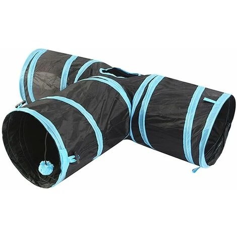 Tunnel Per Gatti, Tre Uscite, Diametro 24 Cm, Nero E Blu 5 Tunnel Per Gatti, Tre Uscite, Diametro 24 Cm, Nero E Blu - immagine 3